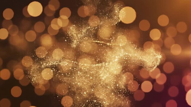 Golden Particle Stream Flowing Over Blurry Bokeh Background Perfect for Motion Graphics or Visual Effects Compositing - Powered by Adobe