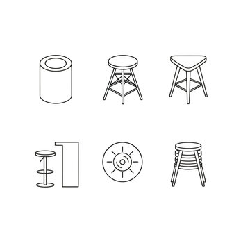 stool icons design diverse stool types  bar stools ideal for furniture stores catalogs interior design projects  showcasing furniture design styles