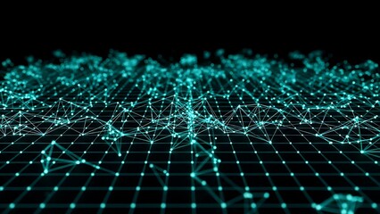 Obraz premium Abstract Network of Connected Dots and Lines on a Dark Background.