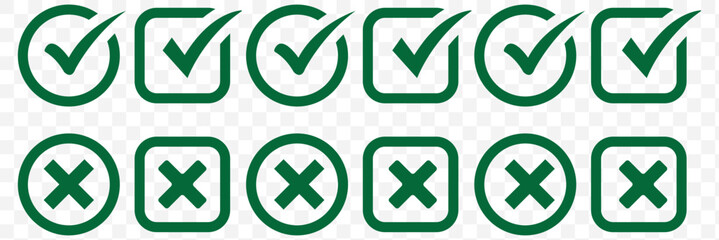 Fototapeta premium Green check mark icon, Tick mark vector illustration isolated on transparent background