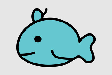 This is a side-profile illustration of a whale. The body is a solid light blue color