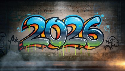 Naklejka premium 2026 Graffiti Street Art Typography Urban Wall Design