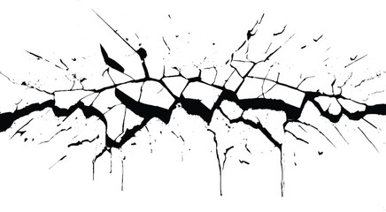 crack ground for abstract background on white background. White black grey wall, floor with cracks, texture background. 