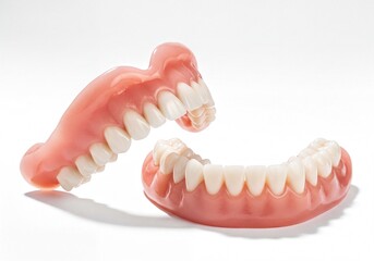Obraz premium Full Set of Upper and Lower Medical Dentures for Oral Health and Dental Care