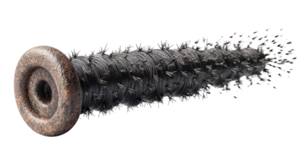 Barbed wire coil dissolving into particles, representing concepts of confinement, destruction, and a disappearing barrier