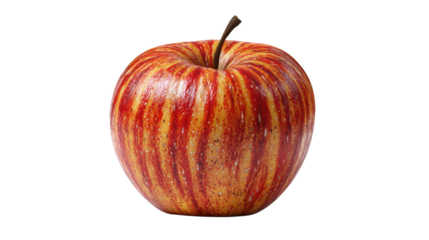 Fresh whole apple showcasing vibrant red and yellow stripes, symbolizing healthy eating and natural organic food