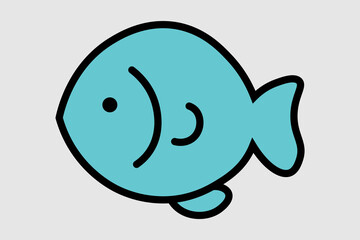 This is a side-profile illustration of a fish. The body is colored a solid light blue or turquoise.