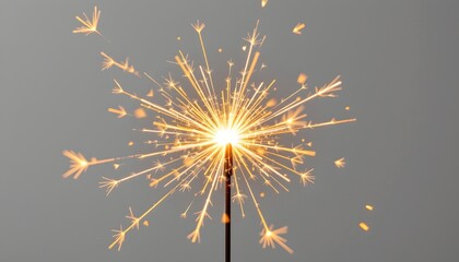Golden Sparkler Burst Against White