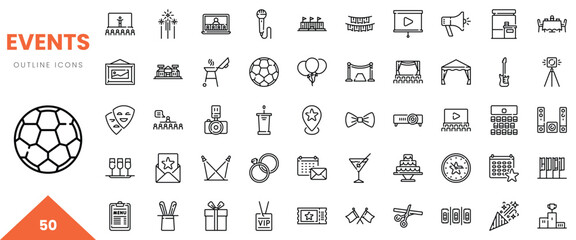 A collection of outline icons representing various event themes and activities.