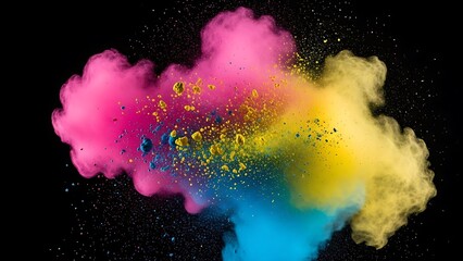 Colorful Powder Explosion on Black Background - A Vibrant Display of Colors.