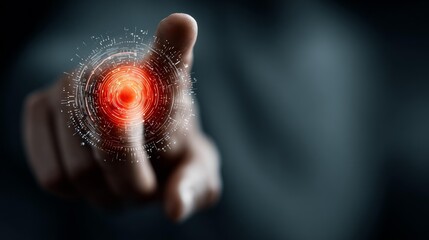 Futuristic touch interface with glowing red pulse for innovative technology solutions and modern digital experiences, perfect for cutting edge designs