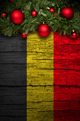 christmas decoration on wooden background from belgium