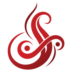 Abstract snake tattoo design with swirling floral elements, tribal pattern, and wave decoration vector illustration