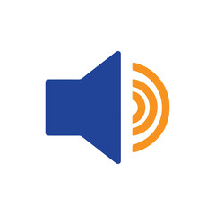 Modern Speaker Icon with Orange Sound Waves - Digital Audio Volume Symbol