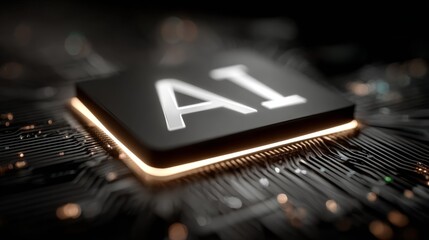 Stunning AI chip illuminated with futuristic glow, symbolizing advanced technology and digital innovation powering tomorrow's world