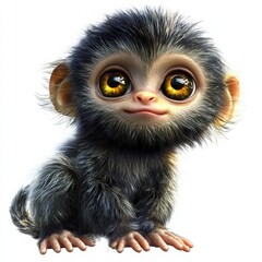 Obraz premium Adorable baby monkey with golden eyes and a sweet smile, perfect for children's books, animated movies, or heartfelt greeting cards