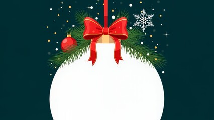 赤いリボンと大きな白いオーナメントのクリスマスコピースペース