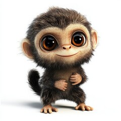 Obraz premium Adorable baby monkey with captivating eyes, perfect for children's books, greeting cards, and cute animal designs that bring smiles to everyone