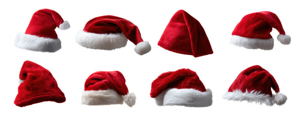 Red Santa hat red hat fur trim pompom Christmas hat festive headwear evoking cozy holiday spirit and celebration