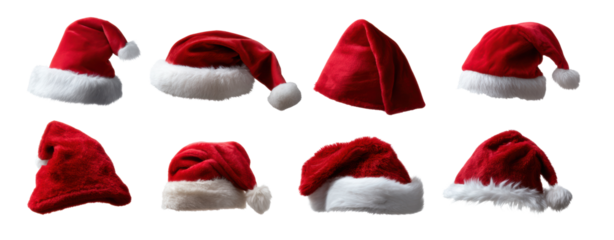 Red Santa hat red hat fur trim pompom Christmas hat festive headwear evoking cozy holiday spirit and celebration