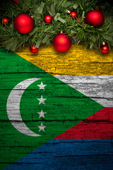 christmas decoration on wooden background from comoros
