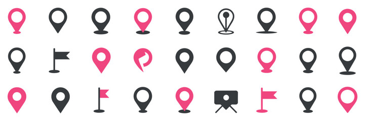 Location Pin Icons Vector – Modern Map Marker, Pointer Symbol and GPS Destination Design