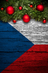 christmas decoration on wooden background from czech