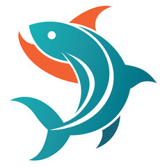 Obraz premium Cartoon vector illustration of a marine animal like a shark or dolphin swimming in blue ocean water