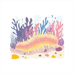 Sea cucumber in vibrant coral reef