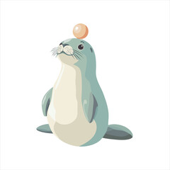 Cute seal balancing a ball on its head