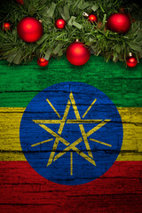 christmas decoration on wooden background from ethiopia