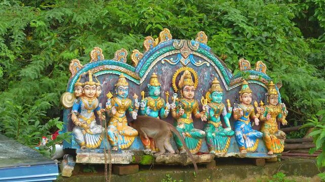 The hand Wounded monkey praying gods, animal goddess, Chengalpattu Kaali temple, Kovilathangal, Sri Koilpuram, Chengalpattu to thiruporur road, Chengalpattu or Chengalpat, Kanchipuram, Tamil Nadu.