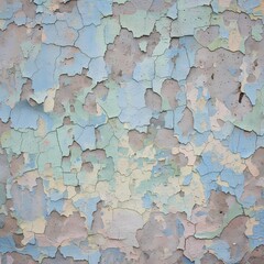 Peeling paint on a surface creates an intricate pattern.