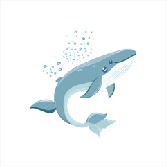 Cute whale illustration in a playful pose
