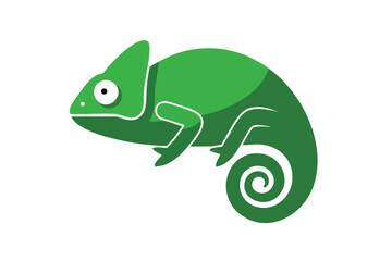 Vibrant Green Chameleon Illustration on White Background