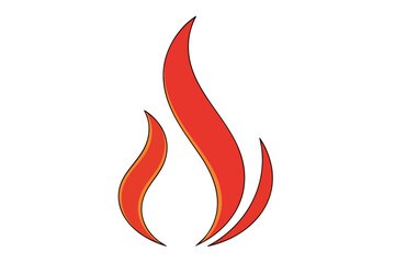 Red Flame Icon on White Background