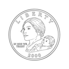 Silver Coin with Mother and Child Engraving