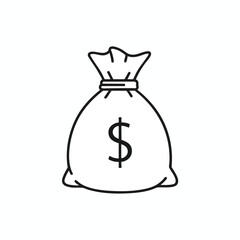 Money Bag Icon on White