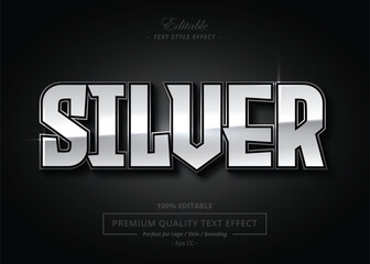 Elegant silver metal text effect with realistic lighting and reflections. Perfect for branding, game titles, posters, and premium visuals. Fully editable vector format.