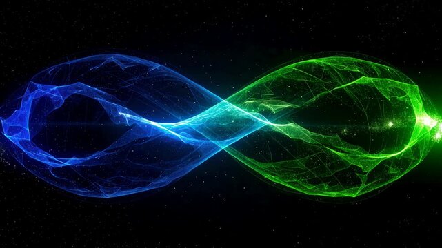 Dynamic quantum infinity patterns abstract universe digital art cosmic environment close-up view infinite possibilities