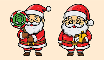 Cute Chibi Santa Claus Cartoon Vector for Christmas and Holiday Design