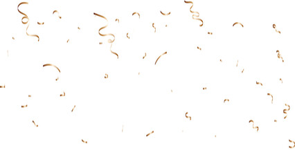 Celebration background, gold confetti border, party banner. Decorative vector illustration border with falling shiny gold confetti on the sides isolated on white background