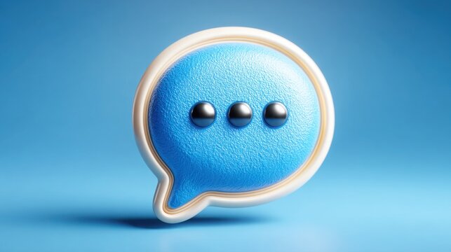 Blue bubble with two black balls representing offers pulsing inside a chatroom context in digital communication