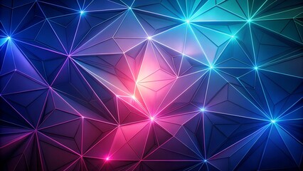 Abstract Geometric Background With Neon Polygonal Pattern and Glowing Triangle Shapes