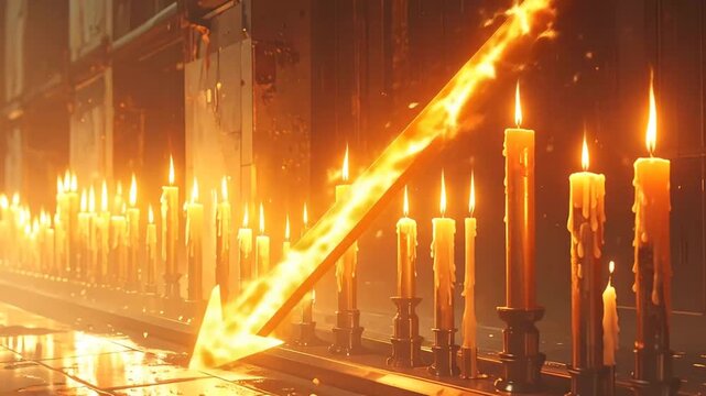 Burning Arrow and Candles: Symbolic Downward Trend