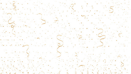 Falling gold confetti, serpentine ribbons isolated on transparent background. Decorative Glitter tinsel, shiny golden streamers frame, birthday, party, carnival. vector illustration