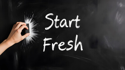 A Hand Erasing a Chalkboard for a "Start Fresh" Concept