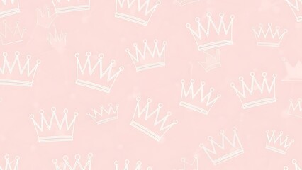 Seamless pattern of white crowns on a soft pink background royal royalty