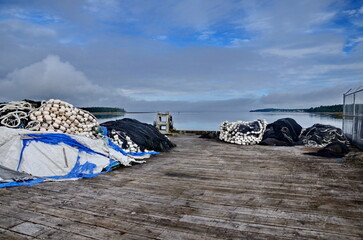 Village of Massett Wharf, Haida Gwaii, BC, Canada. This wharf in the past served as the main dock for fishing boats and supply vessels. Today it is still used for those purposes. 
