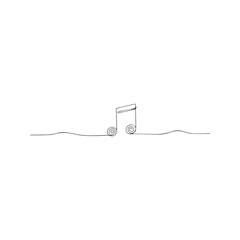 Fototapeta premium Continuous one line drawing of musical notes. Minimalist black and white vector illustration. Simple sound and melody symbol. 